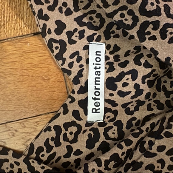 Reformation Bates Cheetah Print brown Midi Slip Dress V-Neck Sleeveless - Picture 5 of 6